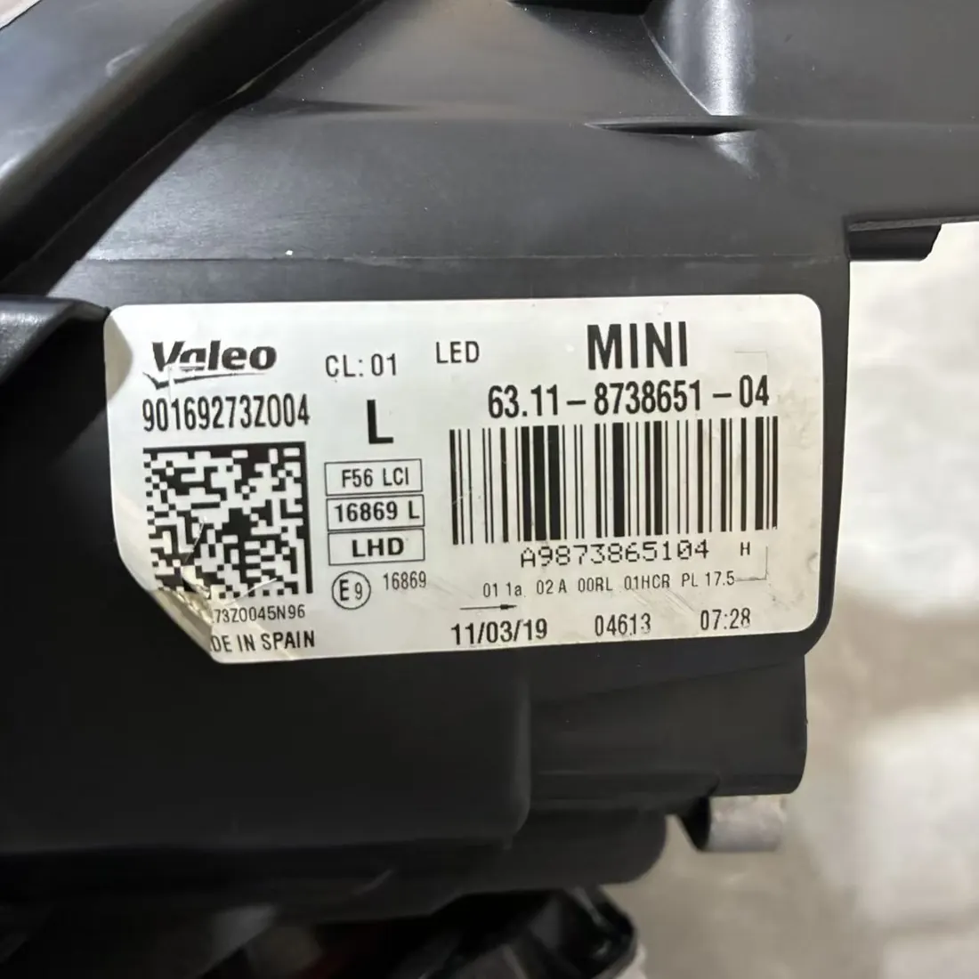 MINI Cooper F55 F56 F57 LCI 2018-2021 Full LED Headlight LH Complete Original Used thumbnail 4