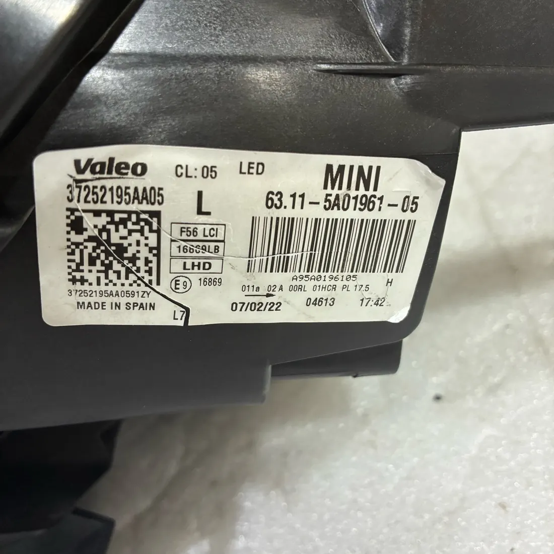 MINI F56 LCI LED Headlight No Modules LH thumbnail 5